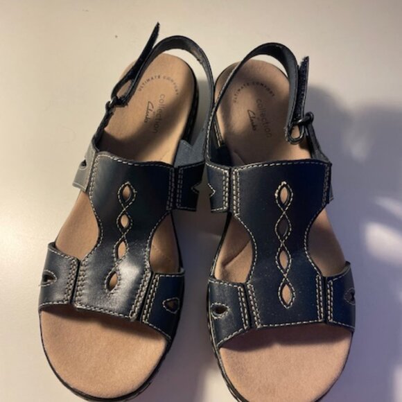 Clarks Shoes - Clarks Ultimate Comfort Collection Navy Leather Sandals Size 7 New